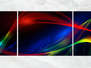 triptych wall art abstract colorful curved lines 1 3D-Modell