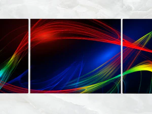 triptych wall art abstract colorful curved lines 1 3D Model