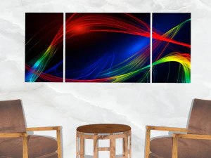 triptych wall art abstract colorful curved lines 1 3D Model
