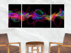 triptych wall art abstract colorful lines 1 Model 3D