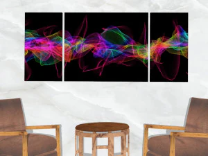 triptych wall art abstract colorful lines 1 3D Model