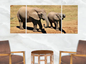 triptych wall art mother and baby elephant 1 3D Model