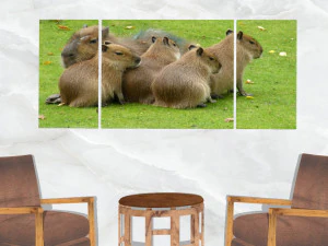 triptych wall art family of capybara 3D Model