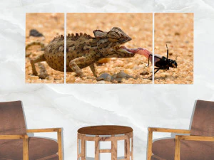 triptych wall art a feeding chameleon 3D Model