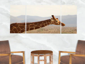 close up de girafa de arte de parede tr&iacute;ptico Modelo 3D
