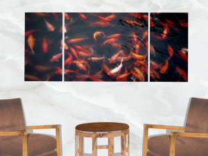 triptych wall art goldfish pond Modelo 3D