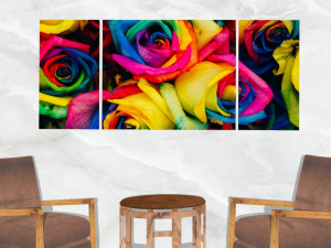 triptych wall art multicolored roses 3D Model