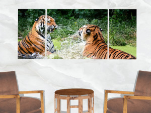 triptych wall art playful tigers Modelo 3D