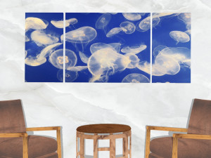 triptych wall art swarm of jellyfish 3D Модель