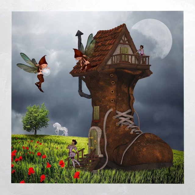 canvas art fantasy shoe house 3D Model .c4d .max .obj .3ds .fbx .stl .blend 