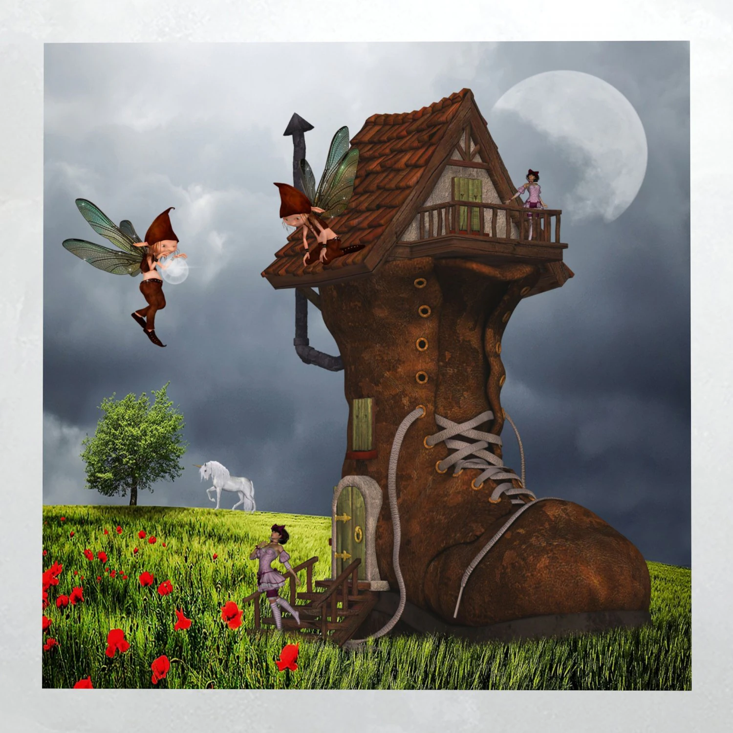 canvas art fantasy shoe house 3D Model .c4d .max .obj .3ds .fbx .stl .blend 