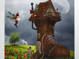 canvas art fantasy shoe house 3D 모델