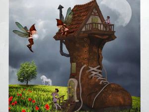 tuval sanatı fantezi ayakkabı evi 3D Model