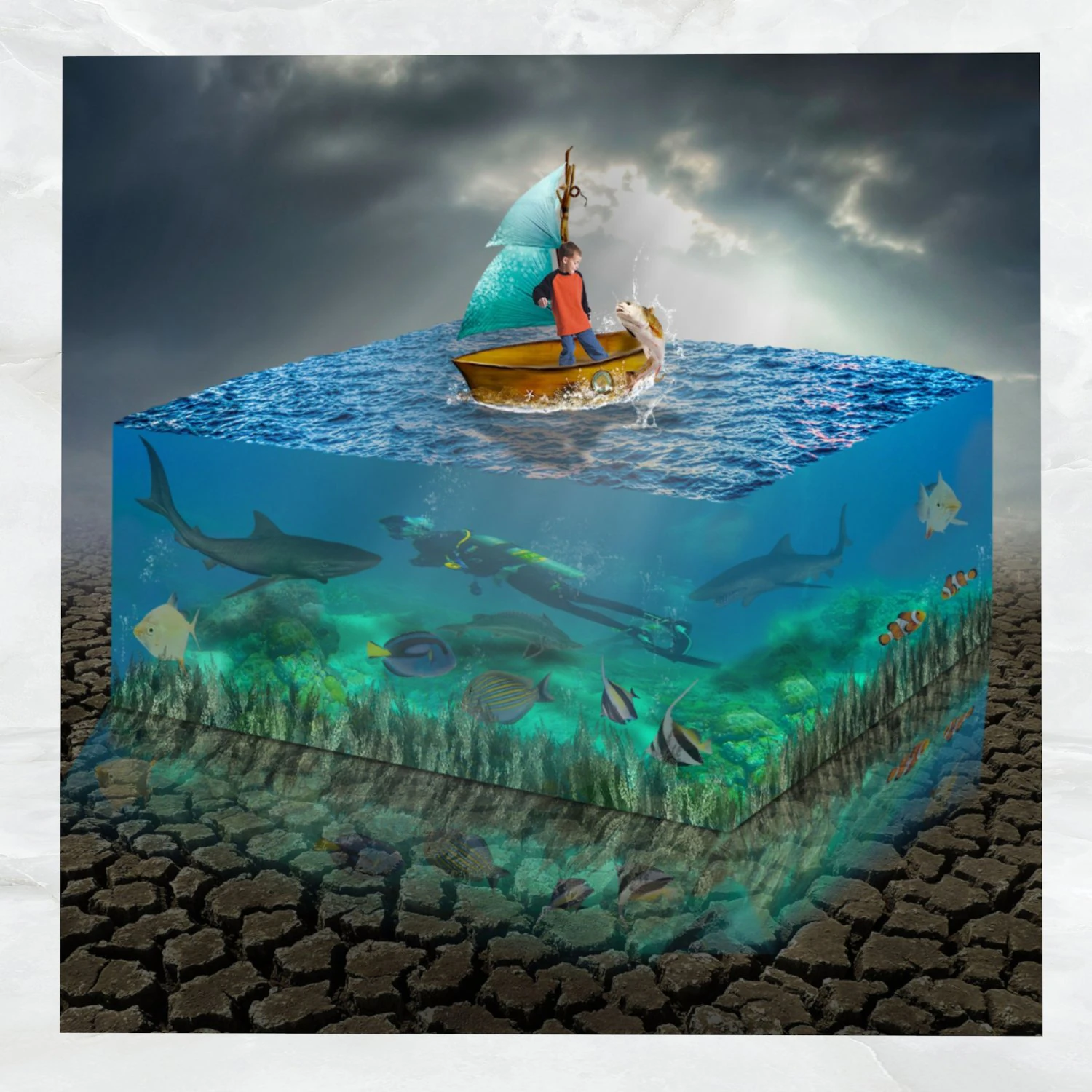 canvas art surreal aquarium 3D Model .c4d .max .obj .3ds .fbx .stl .blend