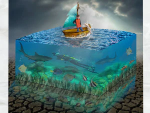 画布艺术超现实水族馆 3D 模型