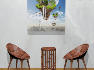 canvas art surreal floating island Model 3D