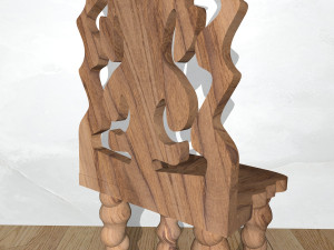 wooden chair with back pillow Modelo 3D