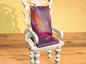 marble chair with seat cushion and back pillow 3D 모델