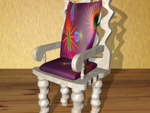 marble chair with seat cushion and back pillow 3D-Modell