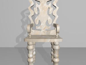 marble chair with seat cushion and back pillow 3D-Modell