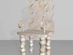 marble chair with seat cushion and back pillow 3D-Modell