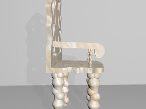 marble chair with seat cushion and back pillow 3D-Modell