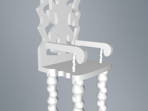 marble chair with seat cushion and back pillow 3D-Modell