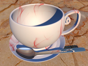 teacup saucer plate and spoon 3D 모델