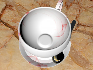 teacup saucer plate and spoon 3D मॉडल