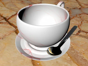 teacup saucer plate and spoon 3D Model