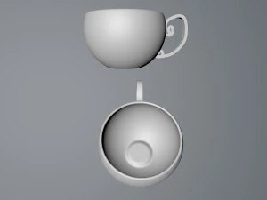teacup saucer plate and spoon 3D Model