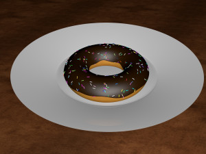 chocolate donut and mini donut with plate 3D Model