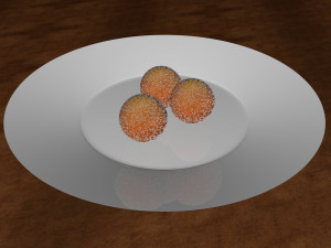 chocolate donut and mini donut with plate 3D Model