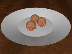 chocolate donut and mini donut with plate 3D Model