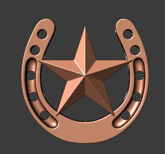 horseshoe with star 3D Print Model .c4d .max .obj .3ds .fbx .stl .blend 