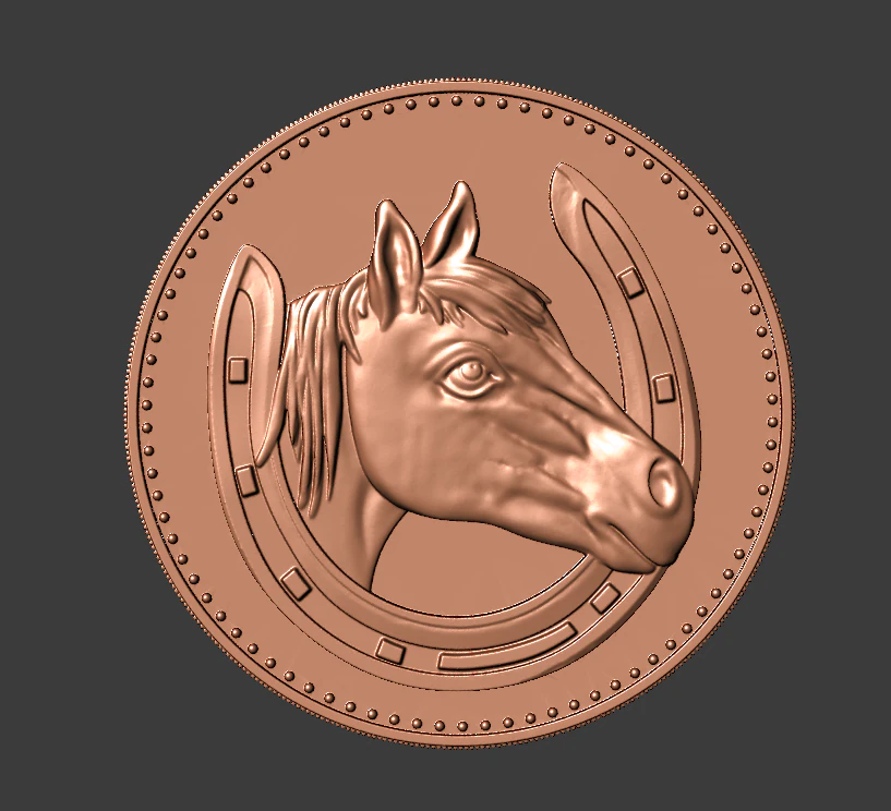 horse coin 3D Print Model .c4d .max .obj .3ds .fbx .stl .blend 