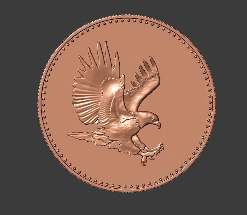 eagle with flag cion 3D Print Model .c4d .max .obj .3ds .fbx .stl .blend 