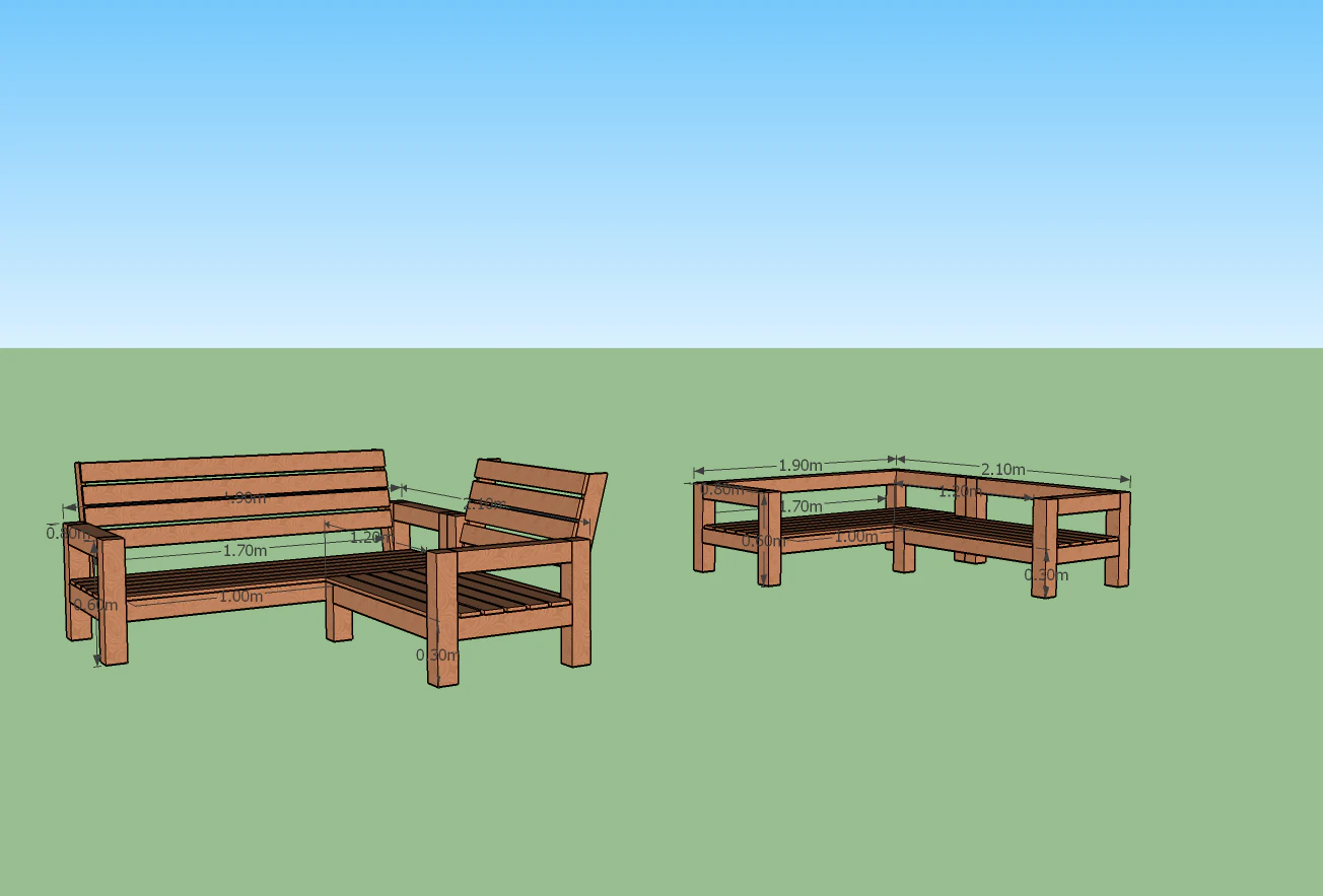 wood outside sofa 3D Model .c4d .max .obj .3ds .fbx .stl .blend 
