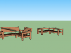 wood outside sofa 3D Model