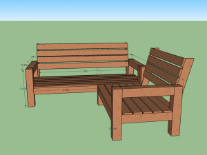 wood outside sofa Model 3D