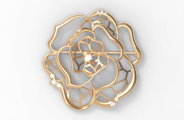 brooch rose 3D 프린트 모델 .c4d .max .obj .3ds .fbx .stl .blend 