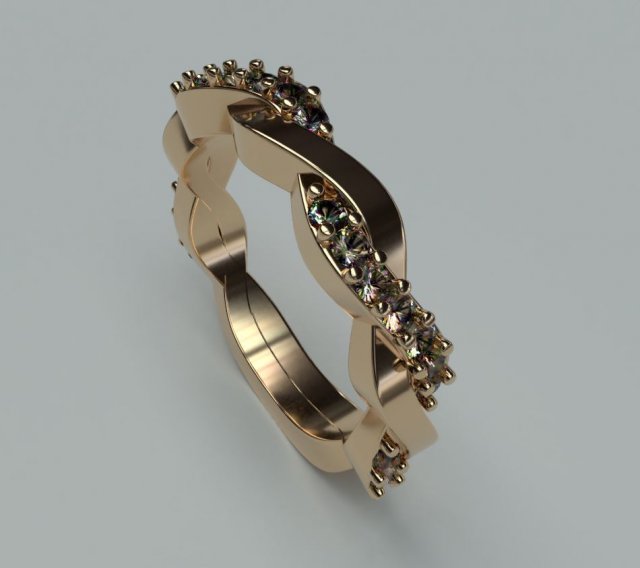 twisted ring 3D Print Model .c4d .max .obj .3ds .fbx .stl .blend 