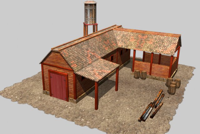 lumber mill 3D Model .c4d .max .obj .3ds .fbx .stl .blend 