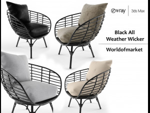 black all weather wicker 3D Model