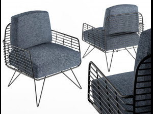 armchair modern with metal tile Modèle 3D