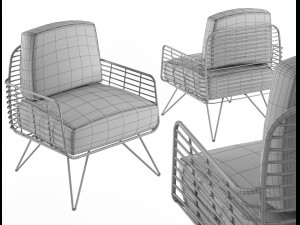 armchair modern with metal tile 3D 모델
