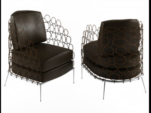 armchair modern with rings 3D Model