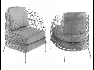 armchair modern with rings 3D Model
