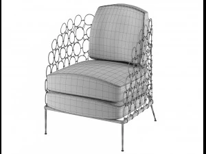 armchair modern with rings 3D Model