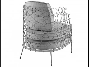 armchair modern with rings 3D Model